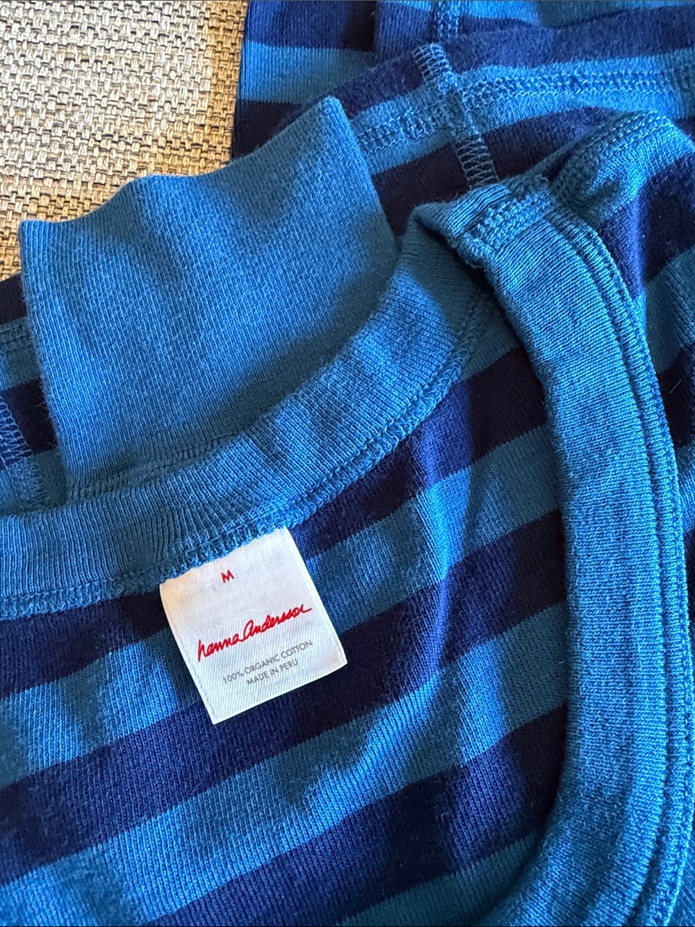 Hanna Andersson Blue and Navy Striped Kids Pajama Set - Picture 4 of 5